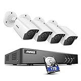 ANNKE Überwachungskamera Set mit 4 x 5MP Aussen Überwachungskameras und 8 Kanal 3K Lite DVR Recorder, Intelligente Person- und Fahrzeugerkennung, EXIR Nachtsicht,H.265+, mit 1TB Festplatte